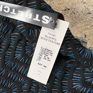 Black and Blue Textured Stretch Top